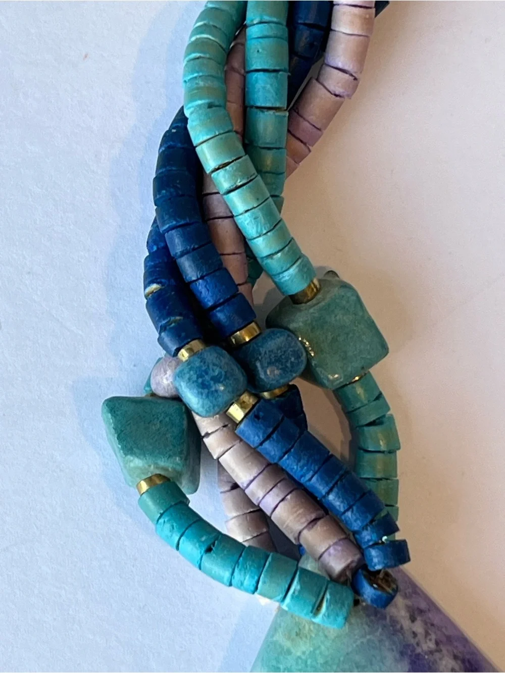80’s Chunky Statement Necklace Teal Purple Geometric